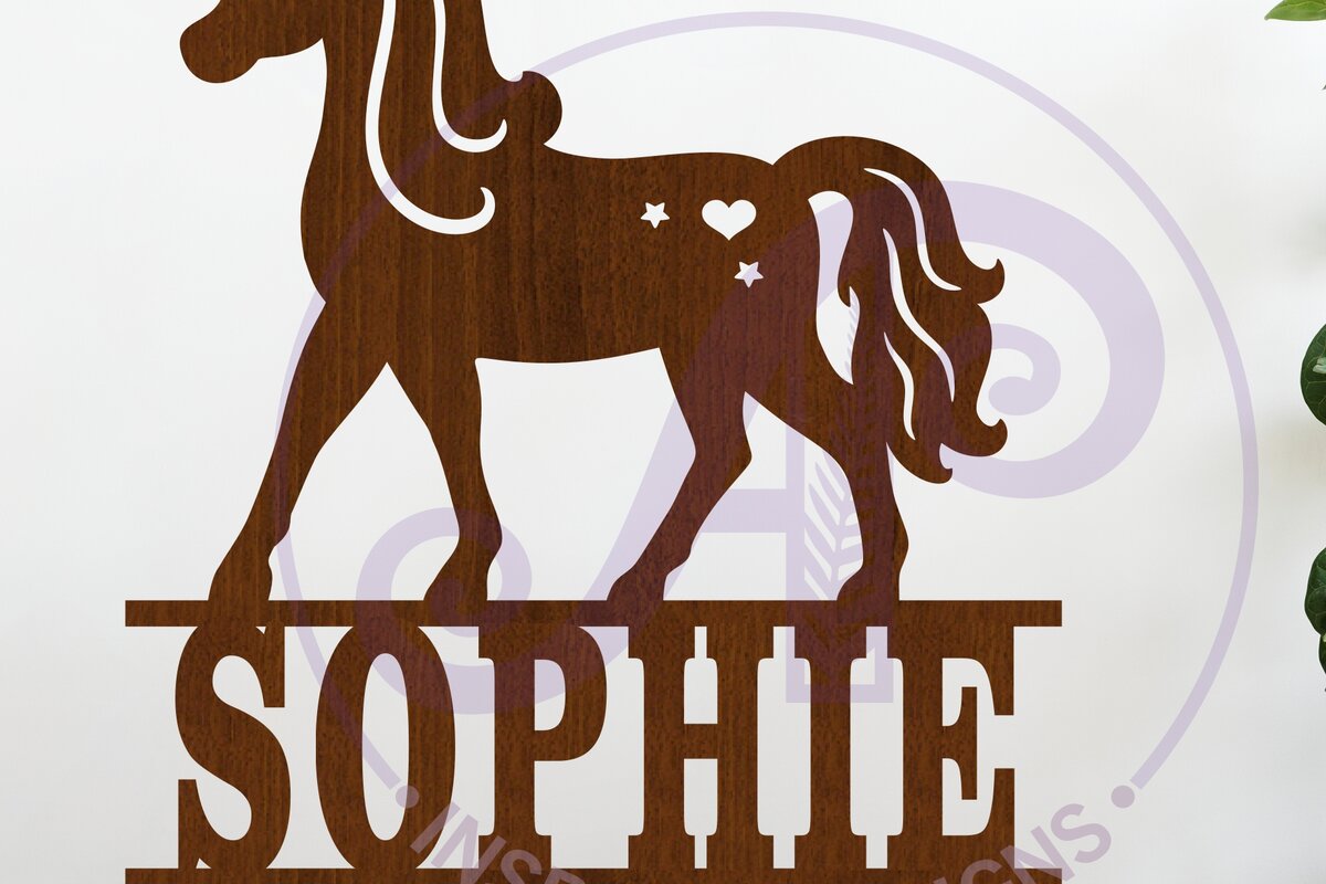 Σετ των 2 Intra απο ξύλο plywood 3mm-4mm πάχος – Πρότυπο κοπής λέιζερ Name Unicorn Δίασταση  20x20 cm INTRAFABR-118051715