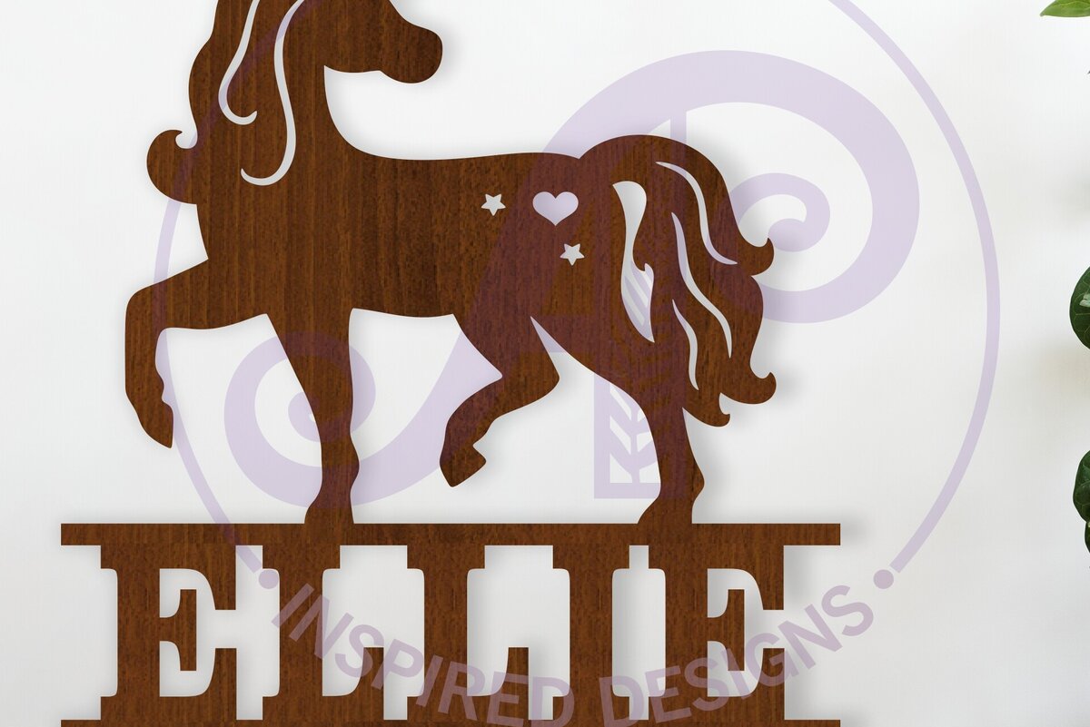 Σετ των 2 Intra απο ξύλο plywood 3mm-4mm πάχος – Πρότυπο κοπής λέιζερ Name Unicorn Δίασταση  20x20 cm INTRAFABR-119048379