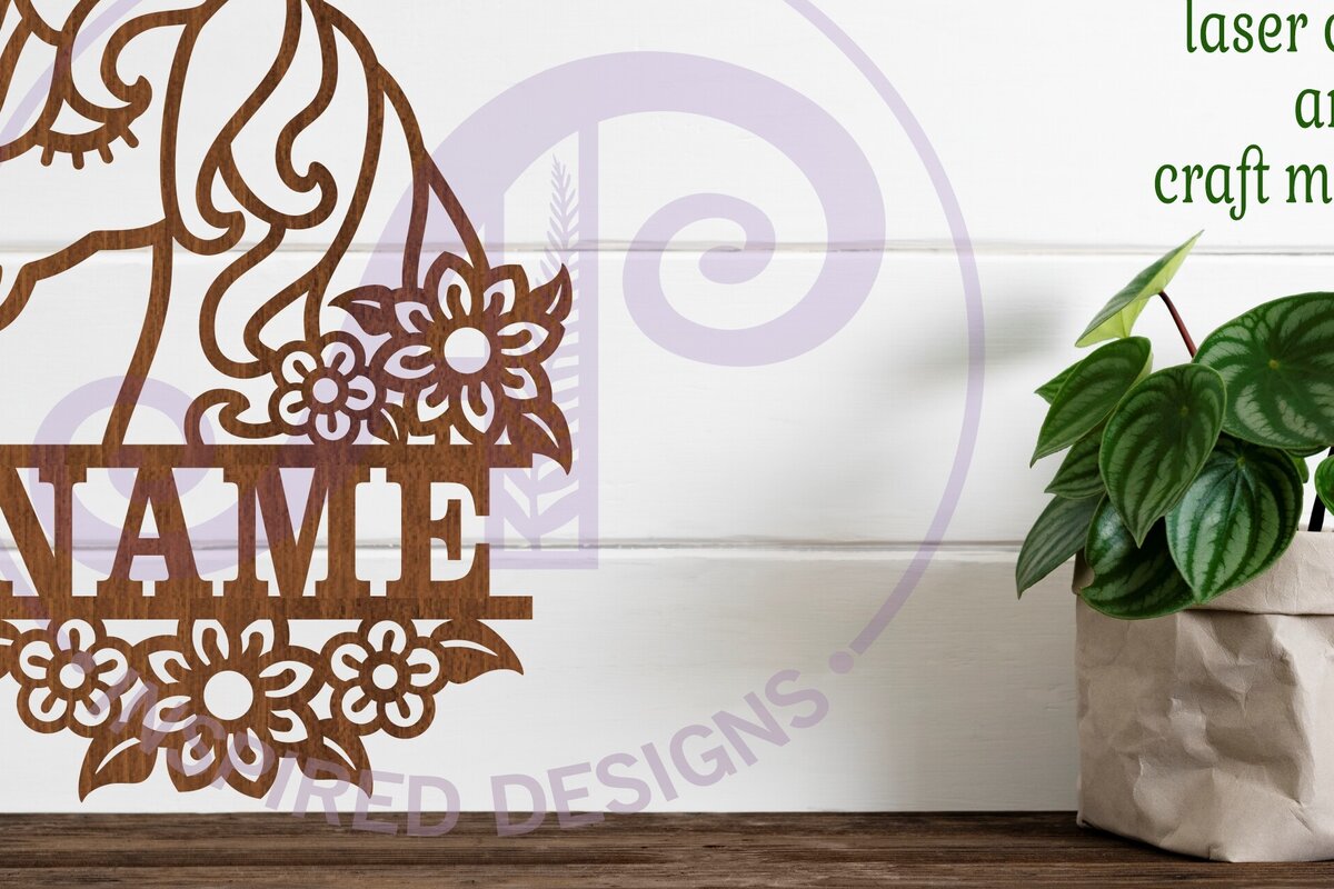 Σετ των 2 Intra απο ξύλο plywood 3mm-4mm πάχος – Πρότυπο κοπής λέιζερ Name Unicorn Δίασταση  20x20 cm INTRAFABR-80106092