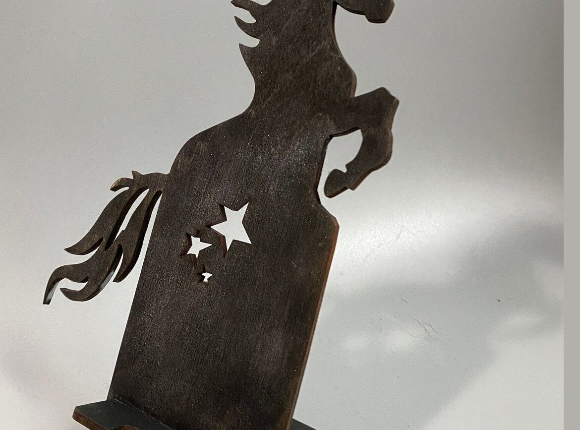 Σετ των 2 Intra απο ξύλο plywood 3mm-4mm πάχος – Βάση τηλεφώνου Unicorn με Glowforge Δίασταση  20x20 cm INTRAFABR-31796983