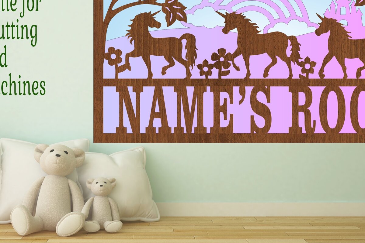 Σετ των 2 Intra απο ξύλο plywood 3mm-4mm πάχος – Πινακίδα ονόματος σκηνής Unicorn 3 Layers Δίασταση  20x20 cm INTRAFABR-71272699