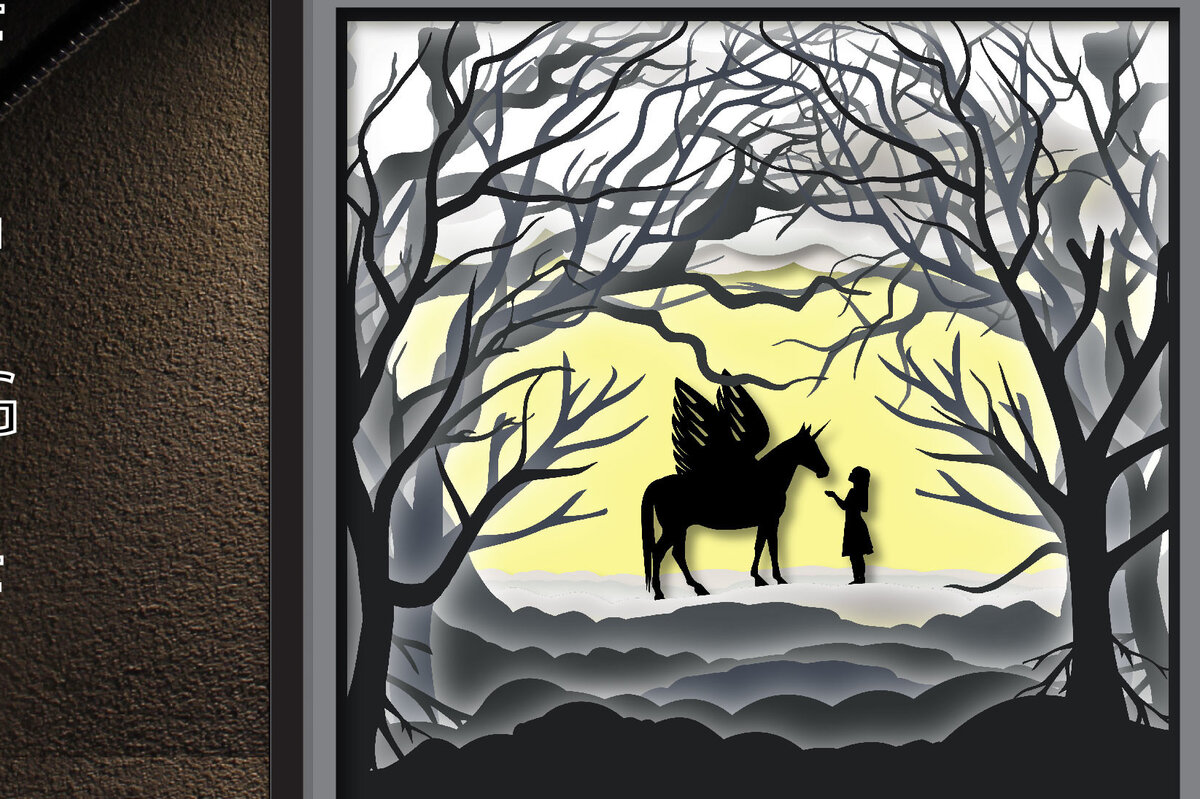 Σετ των 2 Intra απο ξύλο plywood 3mm-4mm πάχος – Unicorn Shadow Box Multilayer Δίασταση  20x20 cm INTRAFABR-24723437