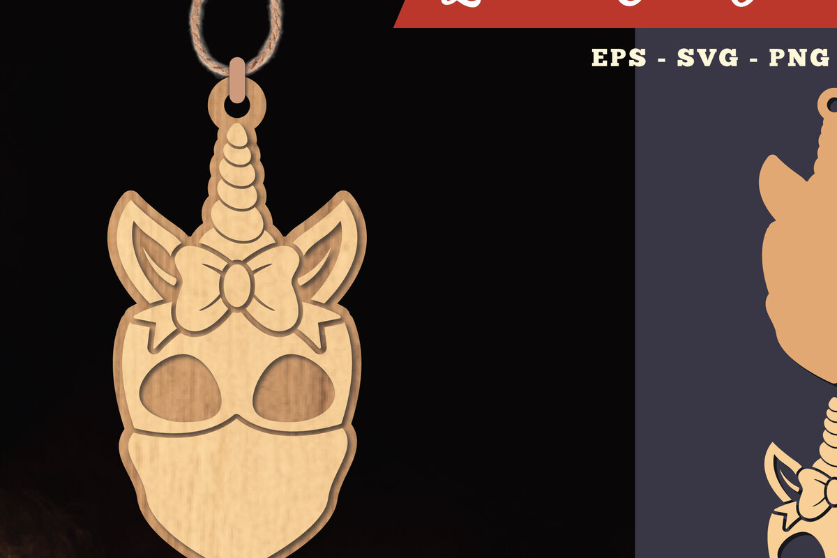 Σετ των 2 Intra απο ξύλο plywood 3mm-4mm πάχος – Στολίδι Unicorn Skull Lasercut 3 Δίασταση  20x20 cm INTRAFABR-111489072