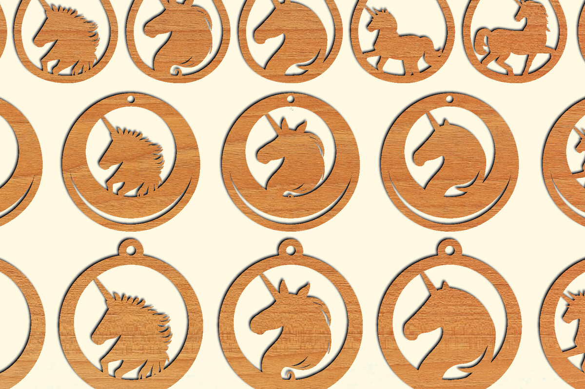 Intra απο ξύλο plywood 3mm-4mm πάχος – Ξύλινα σκουλαρίκια Unicorn Πακέτο κοπής με λέιζερ Δίασταση  5x5 cm INTRAFABR-97470150