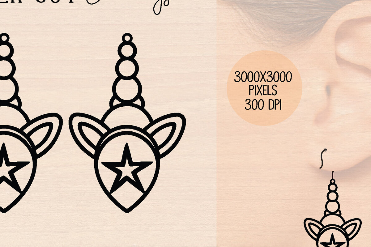 Σετ των 3 Intra απο ξύλο plywood 3mm-4mm πάχος – Ξύλινα σκουλαρίκια Unicorn Δίασταση  5x5 cm INTRAFABR-120600202