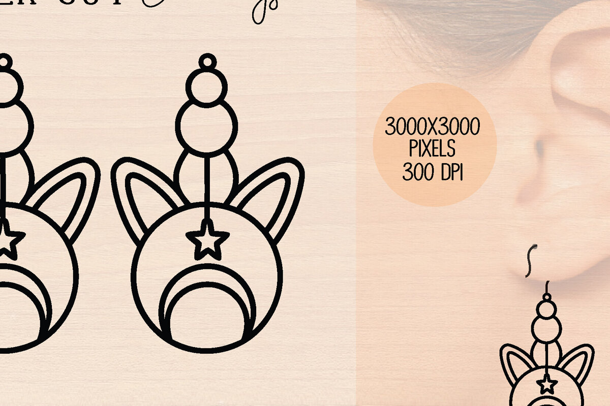 Σετ των 3 Intra απο ξύλο plywood 3mm-4mm πάχος – Ξύλινα σκουλαρίκια Unicorn Δίασταση  5x5 cm INTRAFABR-120600977