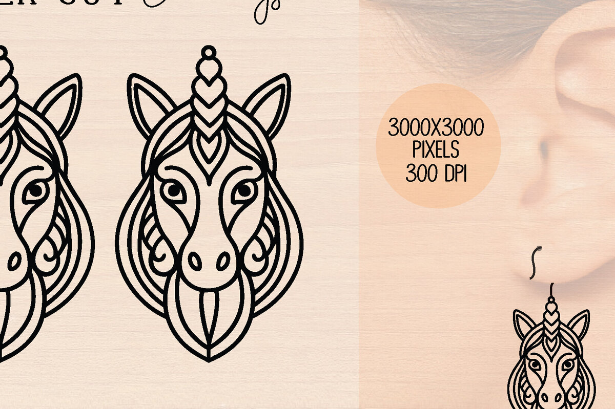 Σετ των 3 Intra απο ξύλο plywood 3mm-4mm πάχος – Ξύλινα σκουλαρίκια Unicorn Δίασταση  5x5 cm INTRAFABR-120601283