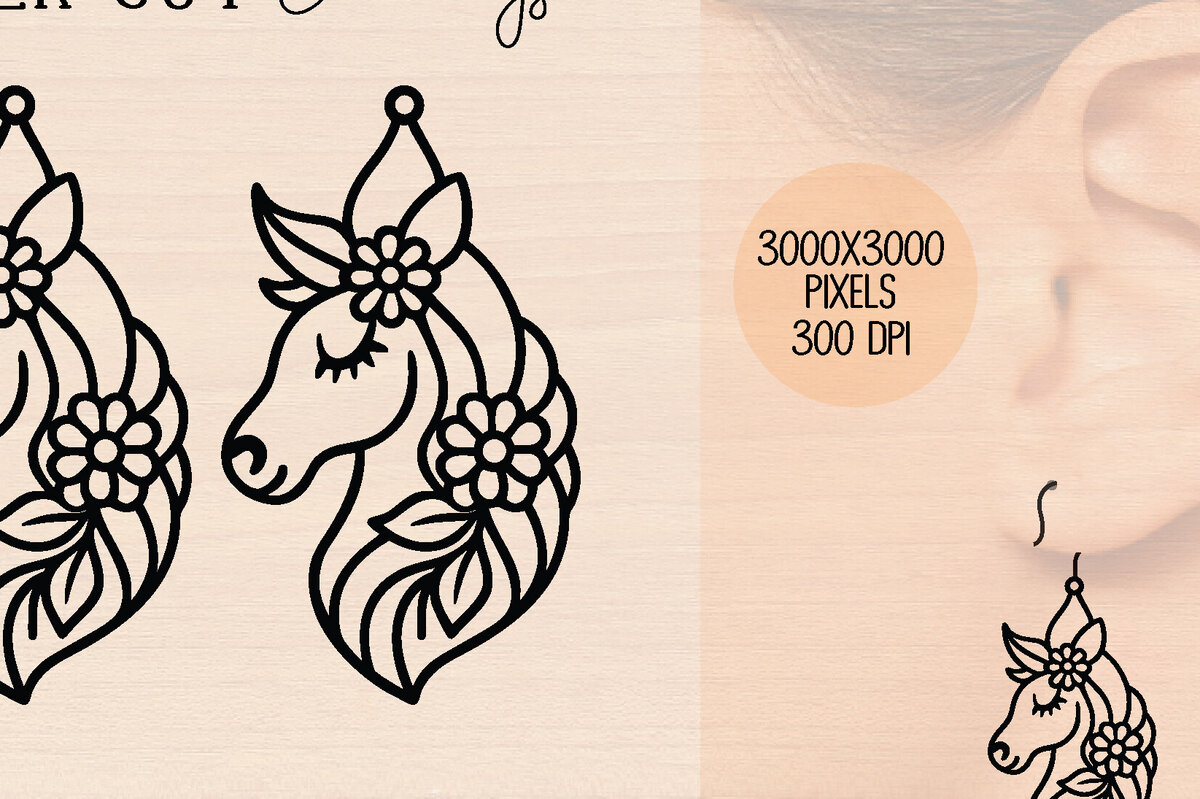 Σετ των 3 Intra απο ξύλο plywood 3mm-4mm πάχος – Ξύλινα σκουλαρίκια Unicorn Δίασταση  5x5 cm INTRAFABR-120601371