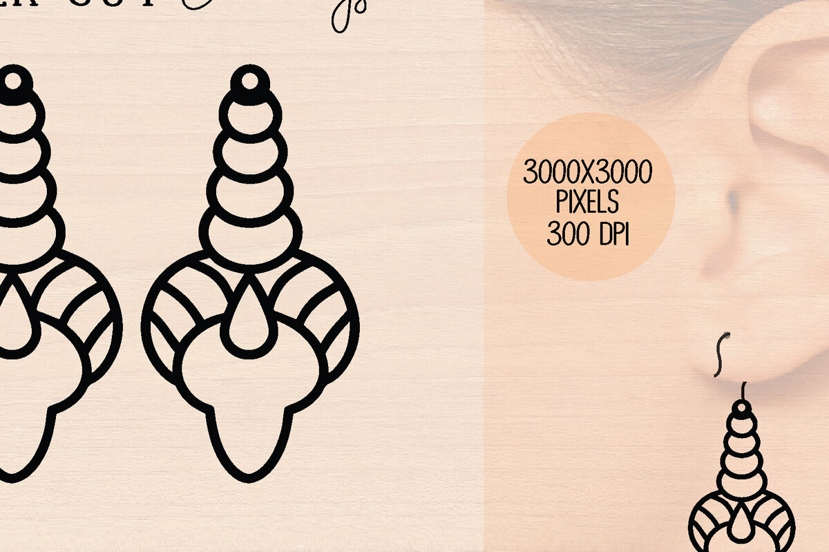 Σετ των 3 Intra απο ξύλο plywood 3mm-4mm πάχος – Ξύλινα σκουλαρίκια Unicorn Δίασταση  5x5 cm INTRAFABR-120602047