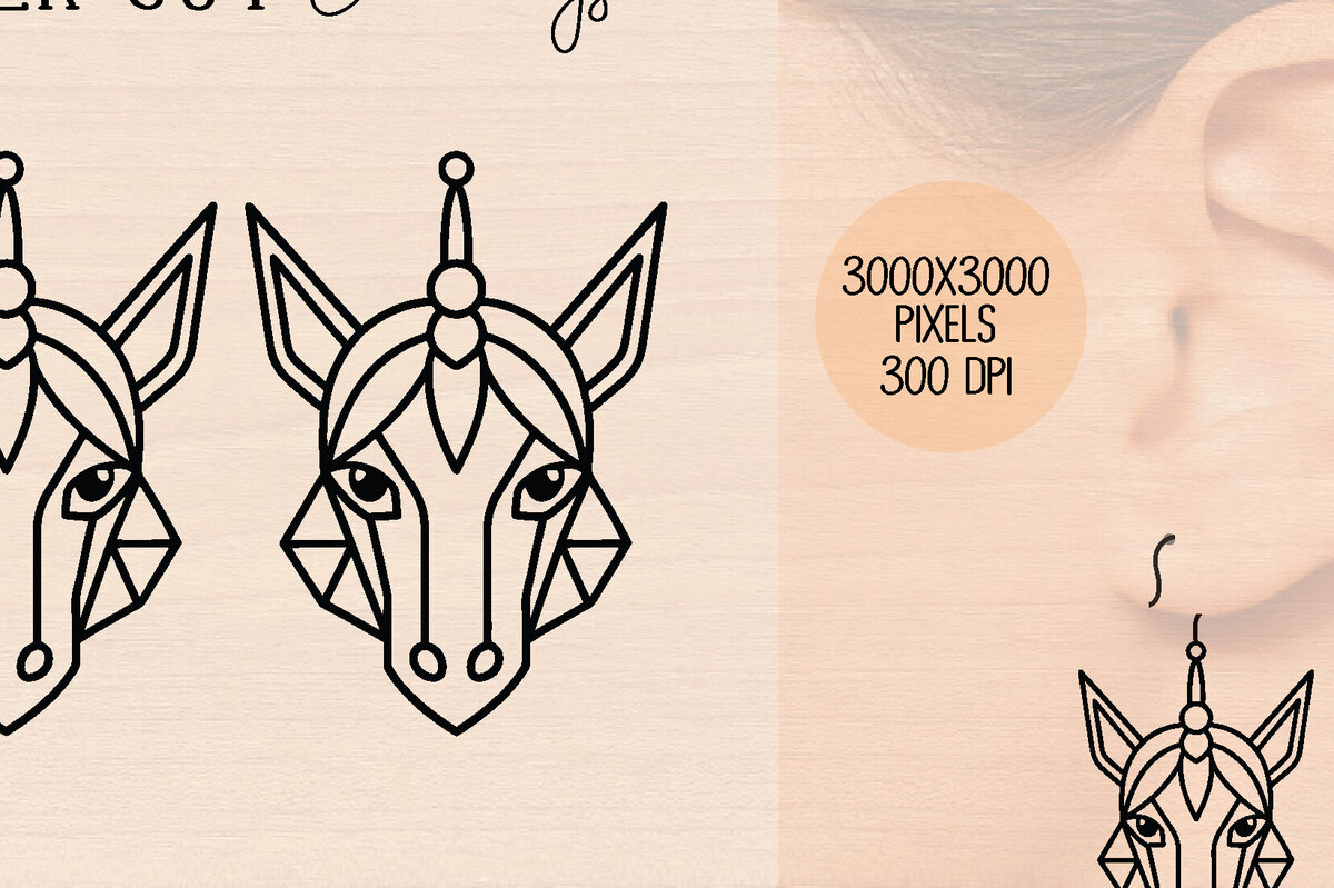 Σετ των 3 Intra απο ξύλο plywood 3mm-4mm πάχος – Ξύλινα σκουλαρίκια Unicorn Δίασταση  5x5 cm INTRAFABR-120599665