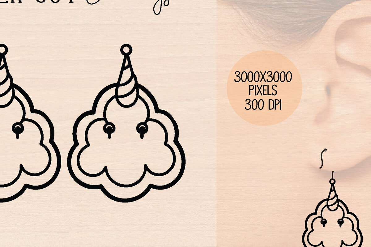 Σετ των 3 Intra απο ξύλο plywood 3mm-4mm πάχος – Ξύλινα σκουλαρίκια Unicorn Δίασταση  5x5 cm INTRAFABR-120600119