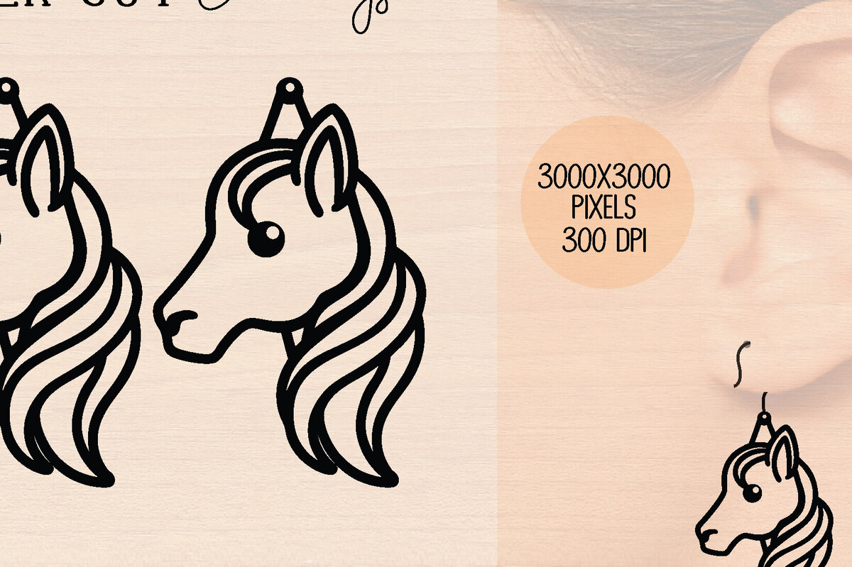 Σετ των 3 Intra απο ξύλο plywood 3mm-4mm πάχος – Ξύλινα σκουλαρίκια Unicorn Δίασταση  5x5 cm INTRAFABR-120599482