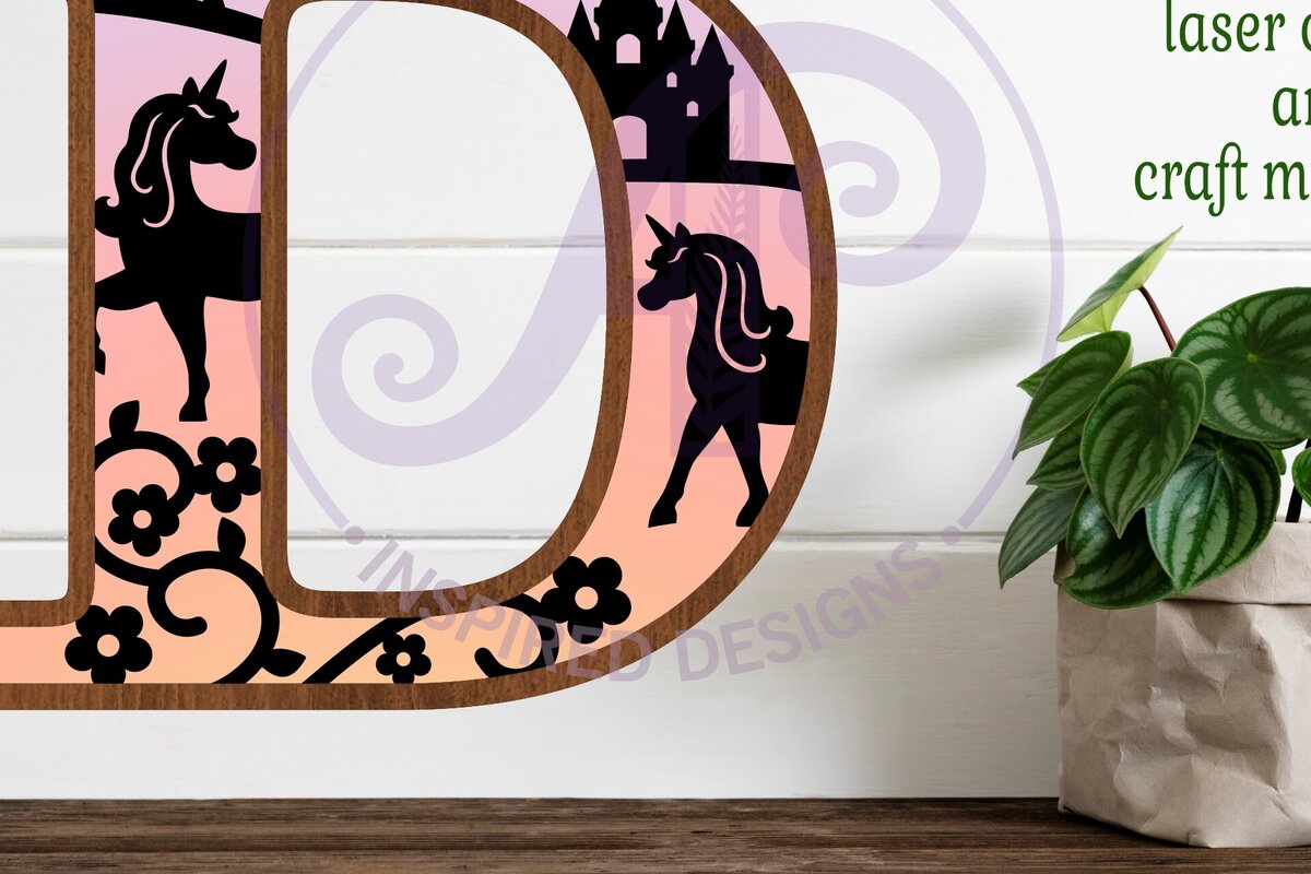 Intra απο ξύλο plywood 3mm-4mm πάχος – Μονόκεροι επιστολή τοίχου D Δίασταση  40x30 cm INTRAFABR-118388962