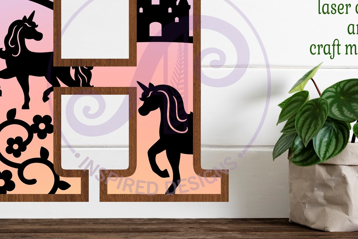 Intra απο ξύλο plywood 3mm-4mm πάχος – Μονόκεροι Γράμμα Τοίχου Η Δίασταση  40x30 cm INTRAFABR-118388909