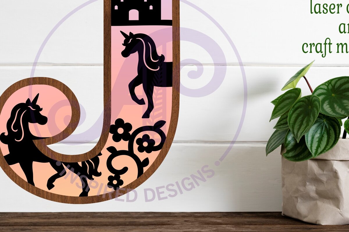 Intra απο ξύλο plywood 3mm-4mm πάχος – Μονόκεροι επιστολή τοίχου J Δίασταση  40x30 cm INTRAFABR-118388879