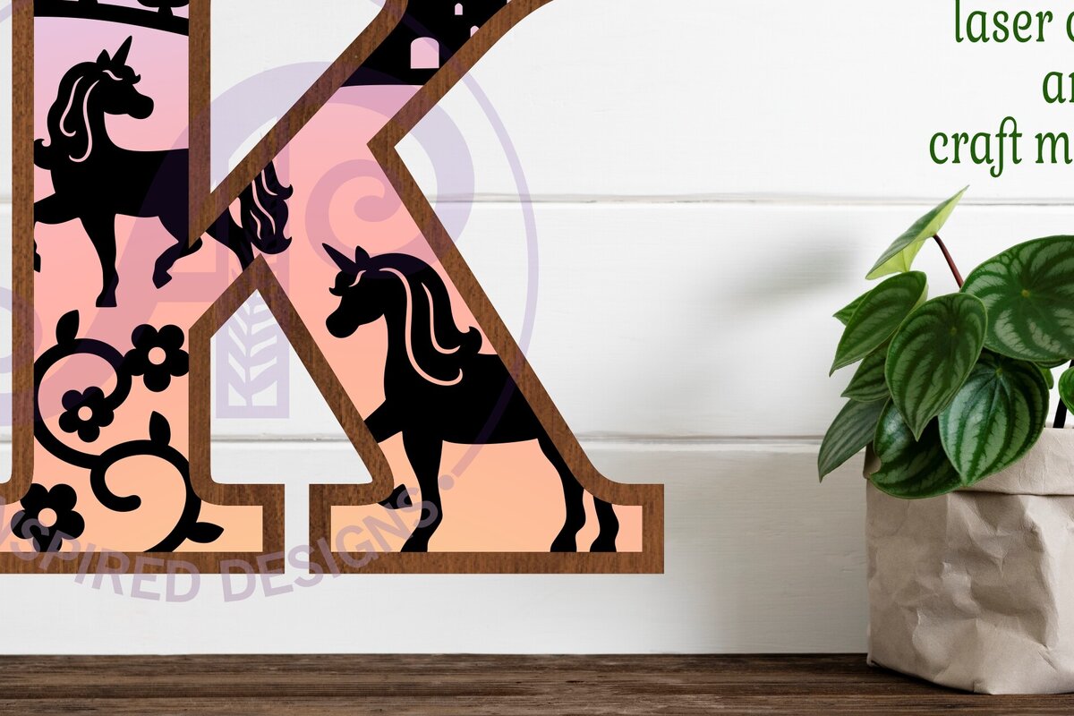 Intra απο ξύλο plywood 3mm-4mm πάχος – Μονόκεροι επιστολή τοίχου Κ Δίασταση  40x30 cm INTRAFABR-118388869