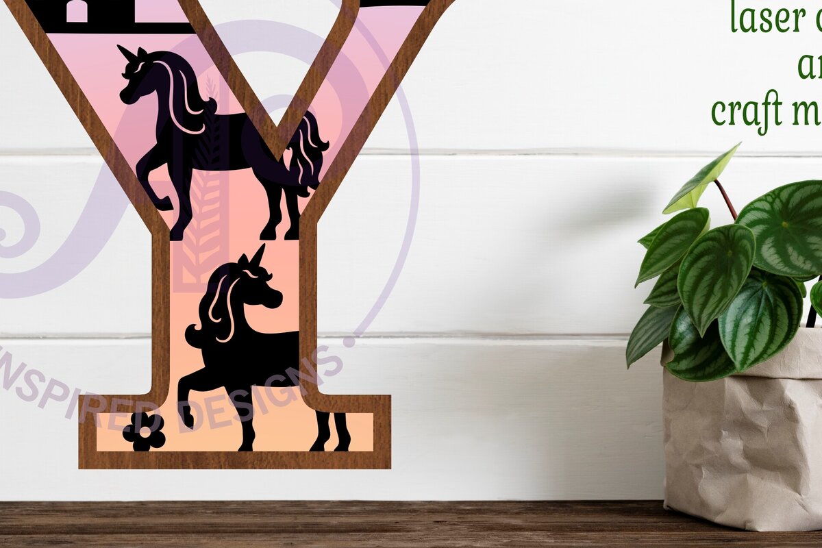 Intra απο ξύλο plywood 3mm-4mm πάχος – Μονόκεροι Γράμμα τοίχου Υ Δίασταση  40x30 cm INTRAFABR-118388605