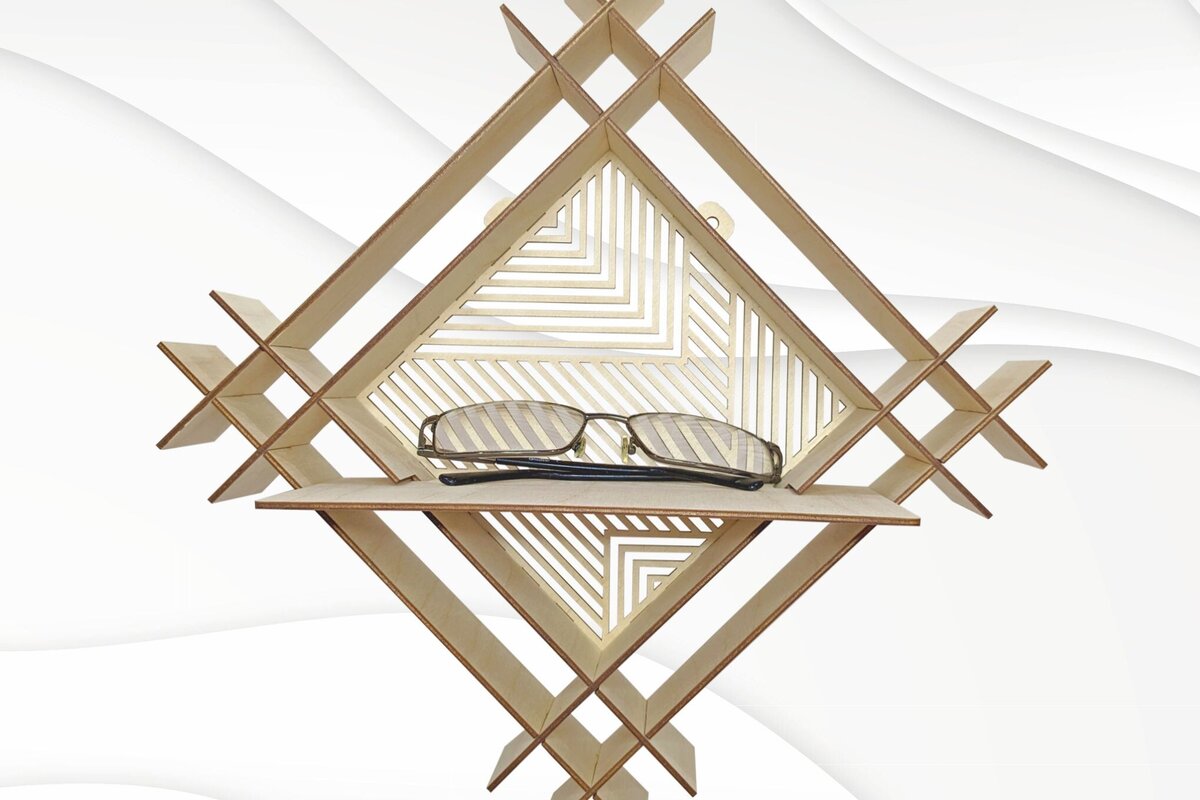 Intra απο ξύλο plywood 3mm-4mm πάχος – Μοναδικό διακοσμητικό ράφι τοίχου, Αρχεία κοπής με λέιζερ Δίασταση  40x30 cm INTRAFABR-105691097