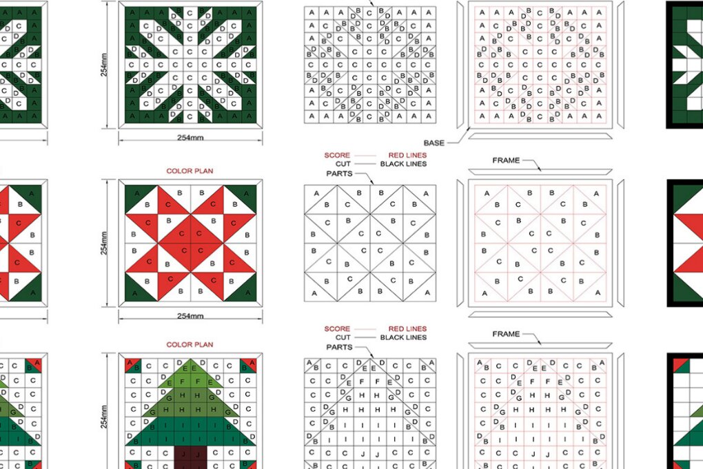 Σετ των 2 Intra απο ξύλο plywood 3mm-4mm πάχος – Unique Holiday Quilt Blocks 041 Δίασταση  20x20 cm INTRAFABR-117655162