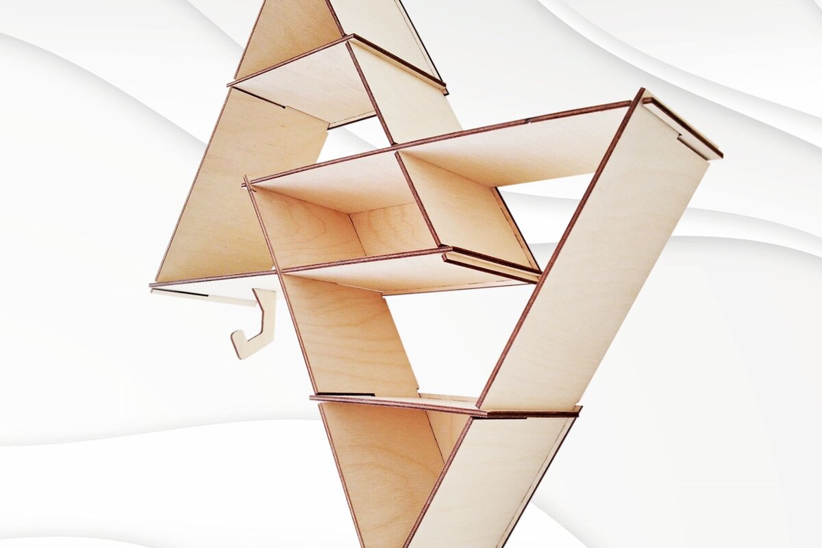 Σετ των 2 Intra απο ξύλο plywood 3mm-4mm πάχος – Μοναδικό  κοπής με λέιζερ ραφιού Trheeangle Δίασταση  20x20 cm INTRAFABR-102850845