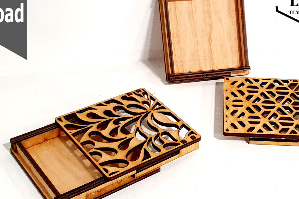 Σετ των 2 Intra απο ξύλο plywood 3mm-4mm πάχος – Κουτί γενικής χρήσης με 22 διαφορετικά σχέδια Δίασταση  20x20 cm INTRAFABR-92968299