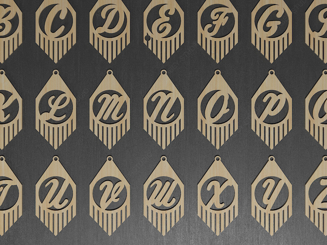 Σετ των 3 Intra απο ξύλο plywood 3mm-4mm πάχος – Αλφάβητο αρχείων σκουλαρίκι με κεφαλαία γράμματα Δίασταση  5x5 cm INTRAFABR-70222183