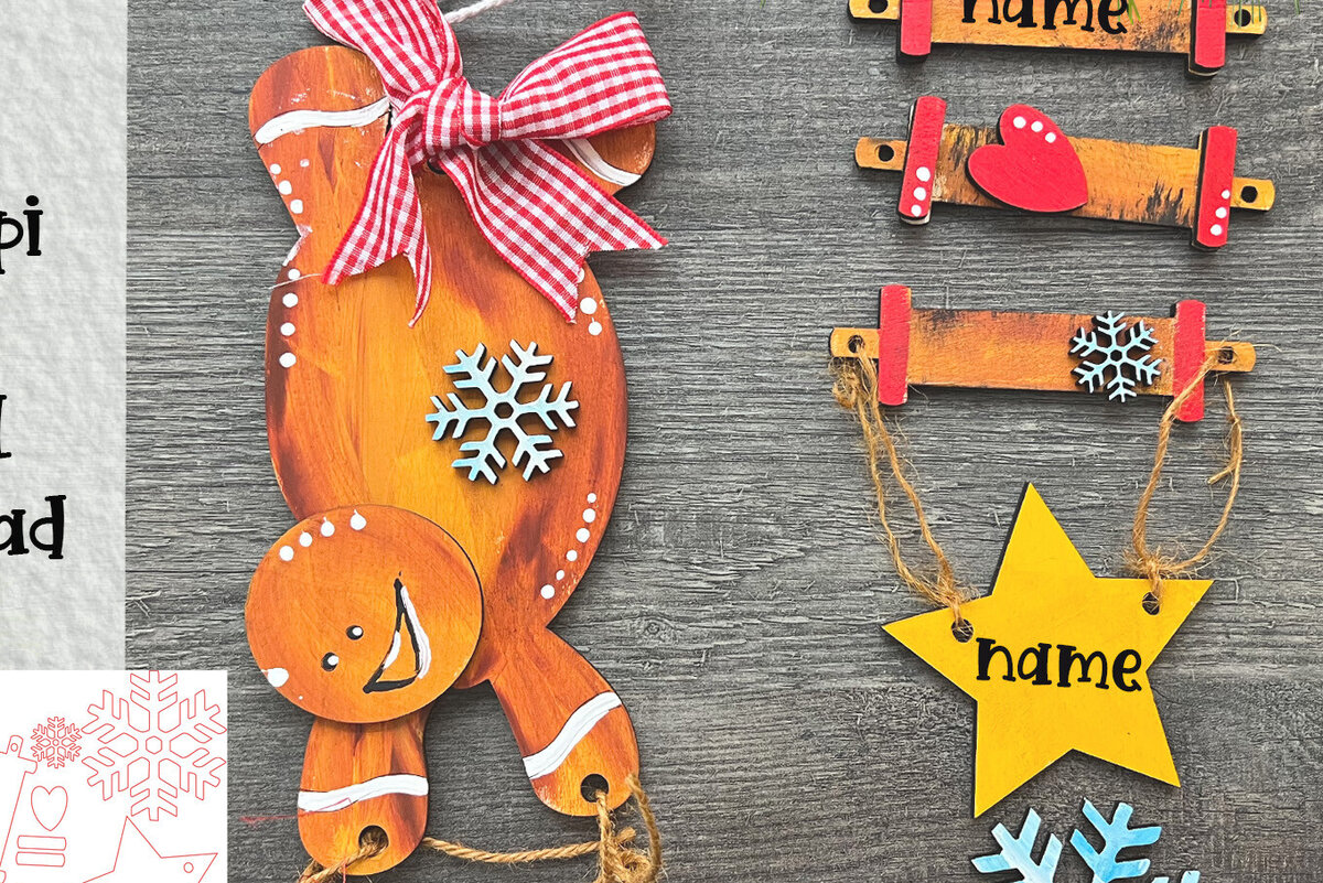 Σετ των 2 Intra απο ξύλο plywood 3mm-4mm πάχος – Ανάποδο Gingerbread Στολίδι Δίασταση  20x20 cm INTRAFABR-82640519