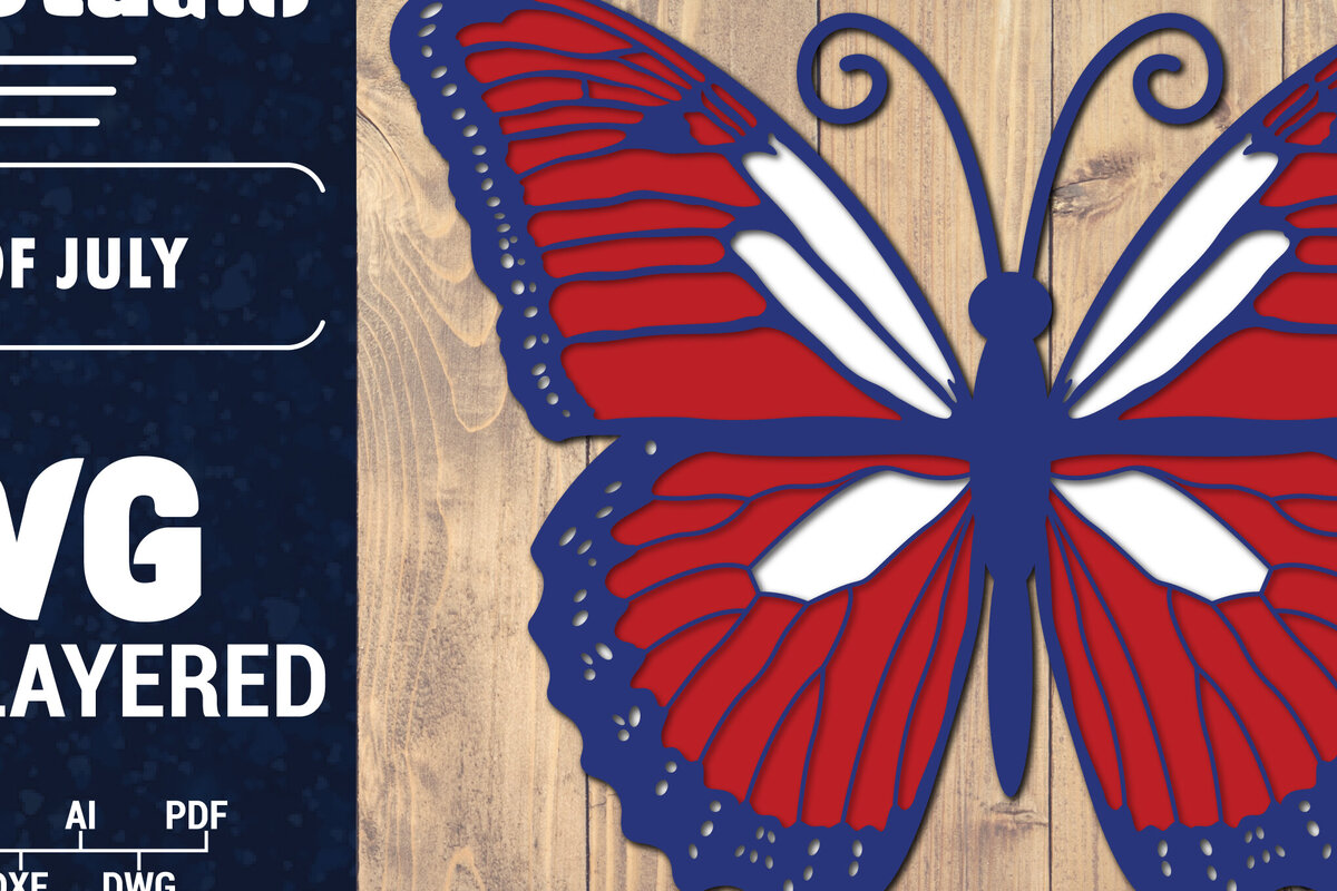 Σετ των 2 Intra απο ξύλο plywood 3mm-4mm πάχος – ΗΠΑ 4 Ιουλίου με στρώσεις πεταλούδας Δίασταση  20x20 cm INTRAFABR-125322687