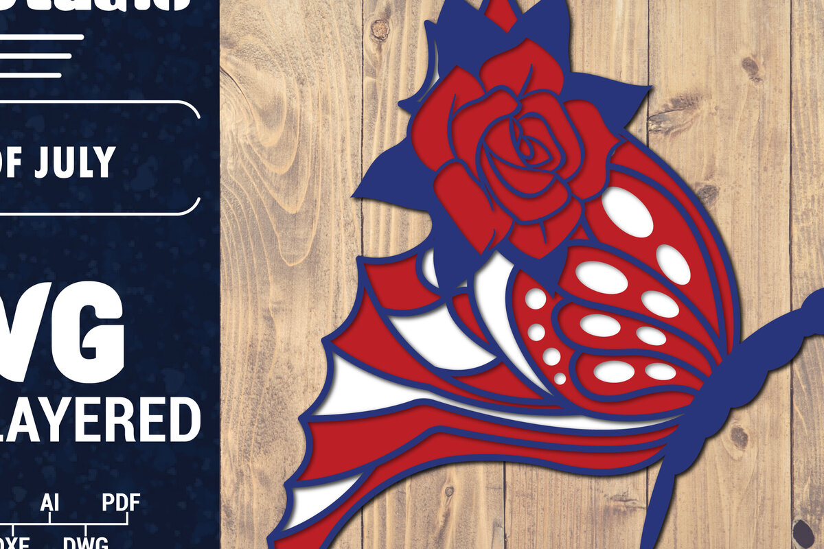 Σετ των 2 Intra απο ξύλο plywood 3mm-4mm πάχος – ΗΠΑ 4 Ιουλίου με στρώσεις πεταλούδας Δίασταση  20x20 cm INTRAFABR-125322826