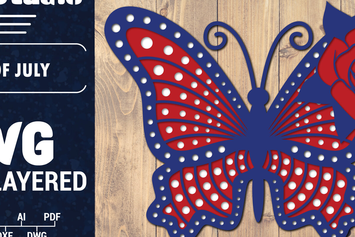 Σετ των 2 Intra απο ξύλο plywood 3mm-4mm πάχος – ΗΠΑ 4 Ιουλίου με στρώσεις πεταλούδας Δίασταση  20x20 cm INTRAFABR-125322931