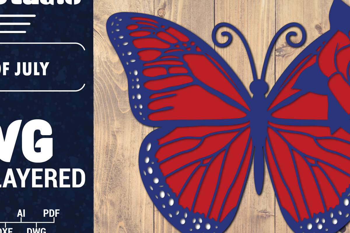 Σετ των 2 Intra απο ξύλο plywood 3mm-4mm πάχος – ΗΠΑ 4 Ιουλίου με στρώσεις πεταλούδας Δίασταση  20x20 cm INTRAFABR-125322941