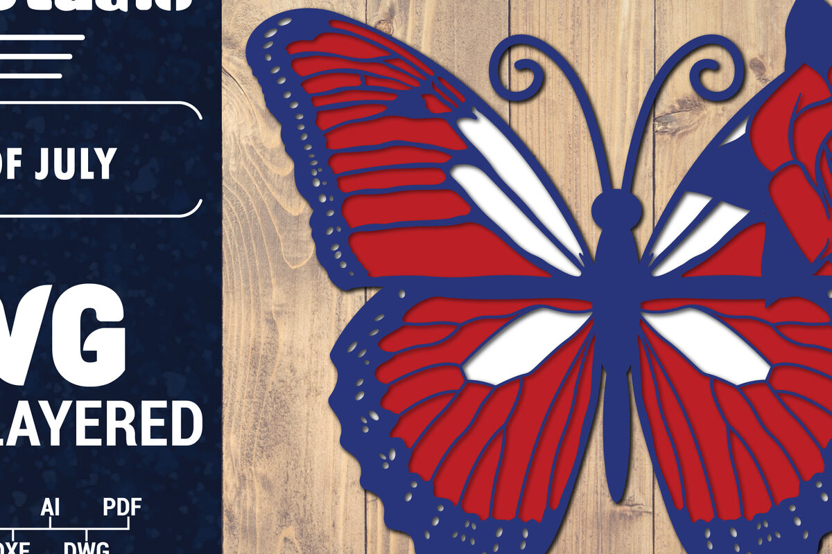 Σετ των 2 Intra απο ξύλο plywood 3mm-4mm πάχος – ΗΠΑ 4 Ιουλίου με στρώσεις πεταλούδας Δίασταση  20x20 cm INTRAFABR-125322973