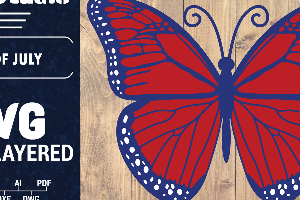 Σετ των 2 Intra απο ξύλο plywood 3mm-4mm πάχος – ΗΠΑ 4 Ιουλίου με στρώσεις πεταλούδας Δίασταση  20x20 cm INTRAFABR-125322652