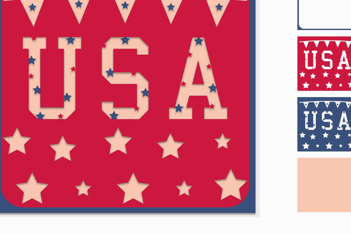 Σετ των 2 Intra απο ξύλο plywood 3mm-4mm πάχος – ΗΠΑ - 4 Ιουλίου 3D Paper Cut Δίασταση  20x20 cm INTRAFABR-97653150