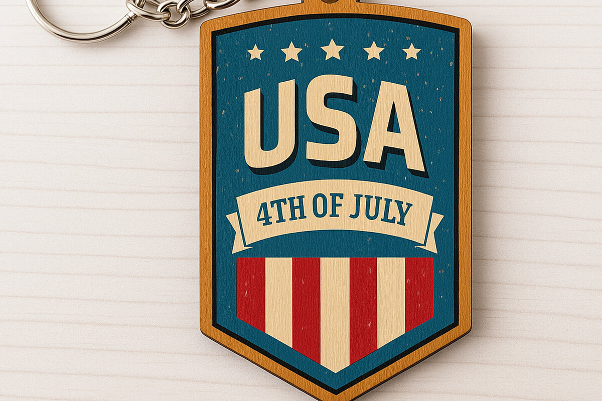 Σετ των 3 Intra απο ξύλο plywood 3mm-4mm πάχος – Μπρελόκ σήματος ΗΠΑ 4ης Ιουλίου Δίασταση  5x5 cm INTRAFABR-122736786