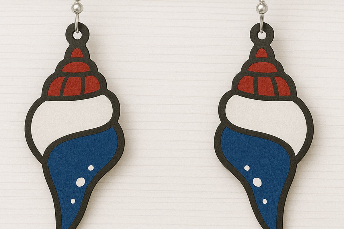 Σετ των 3 Intra απο ξύλο plywood 3mm-4mm πάχος – Σκουλαρίκια USA Cone Shell Δίασταση  5x5 cm INTRAFABR-123080614