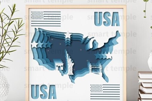 Σετ των 2 Intra απο ξύλο plywood 3mm-4mm πάχος – ΗΠΑ Cricut, Ηνωμένες Πολιτείες διάνυσμα Δίασταση  20x20 cm INTRAFABR-78981659