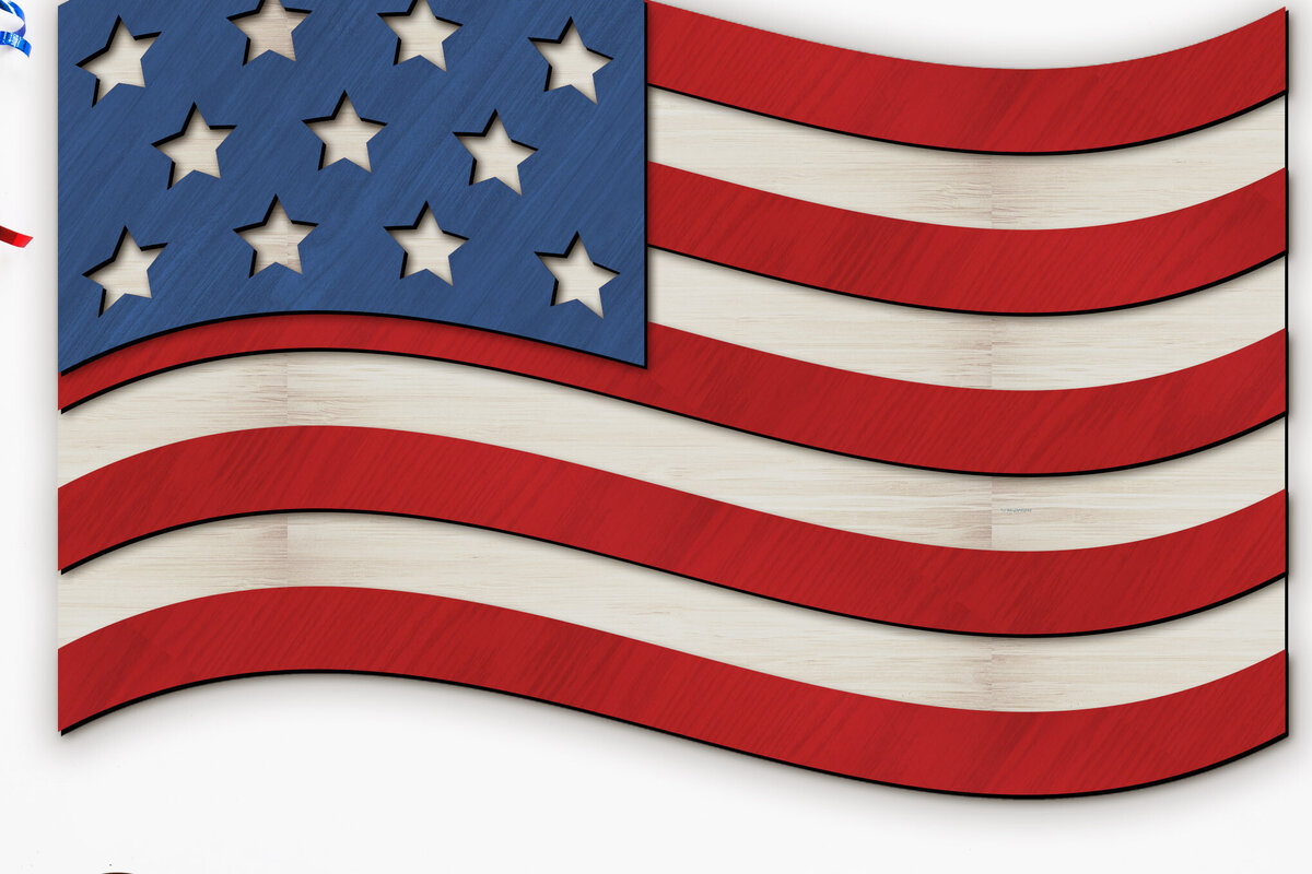 Intra απο ξύλο plywood 3mm-4mm πάχος – Διακοσμητικό πρότυπο κοπής λέιζερ σημαία ΗΠΑ Δίασταση  40x30 cm INTRAFABR-97478861