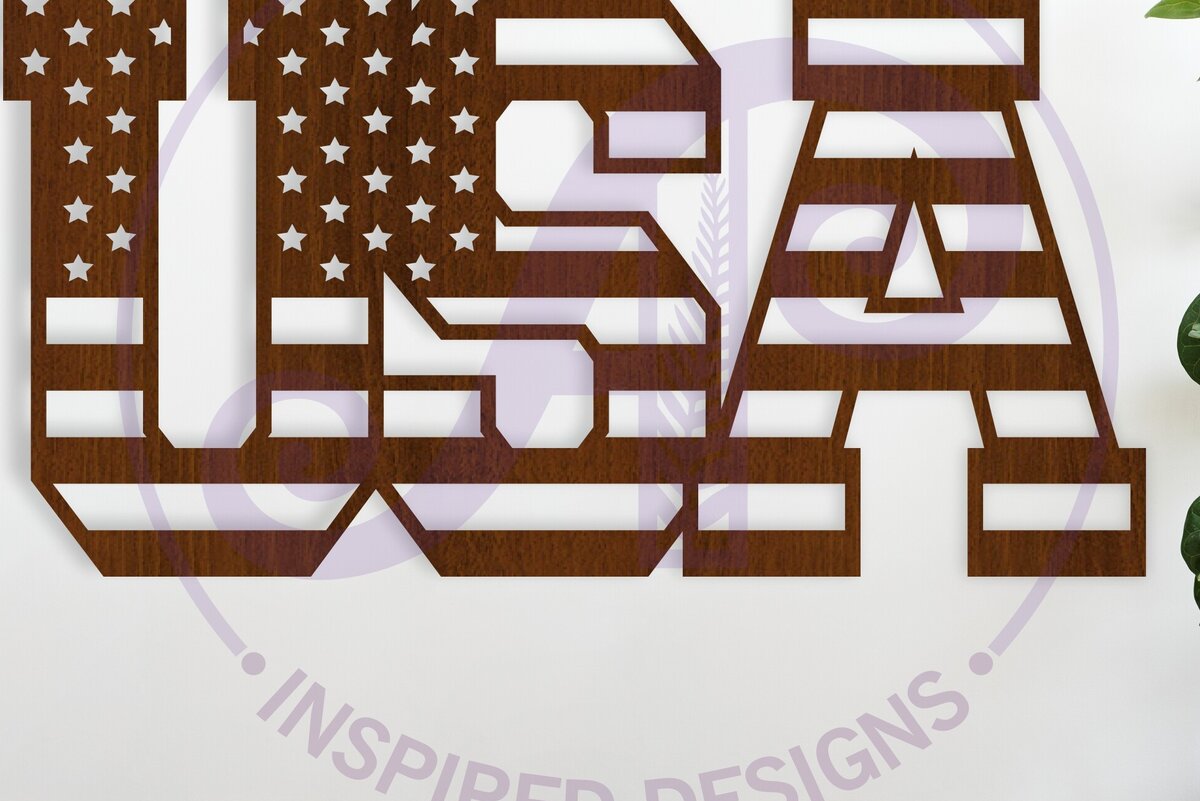 Σετ των 2 Intra απο ξύλο plywood 3mm-4mm πάχος – Επιστολή σημαίας Η.Π.Α Δίασταση  20x20 cm INTRAFABR-124730824