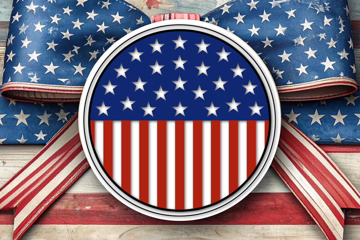 Σετ των 2 Intra απο ξύλο plywood 3mm-4mm πάχος –  κρεμάστρας πινακίδων στρογγυλής πόρτας σημαίας ΗΠΑ Δίασταση  20x20 cm INTRAFABR-123523513