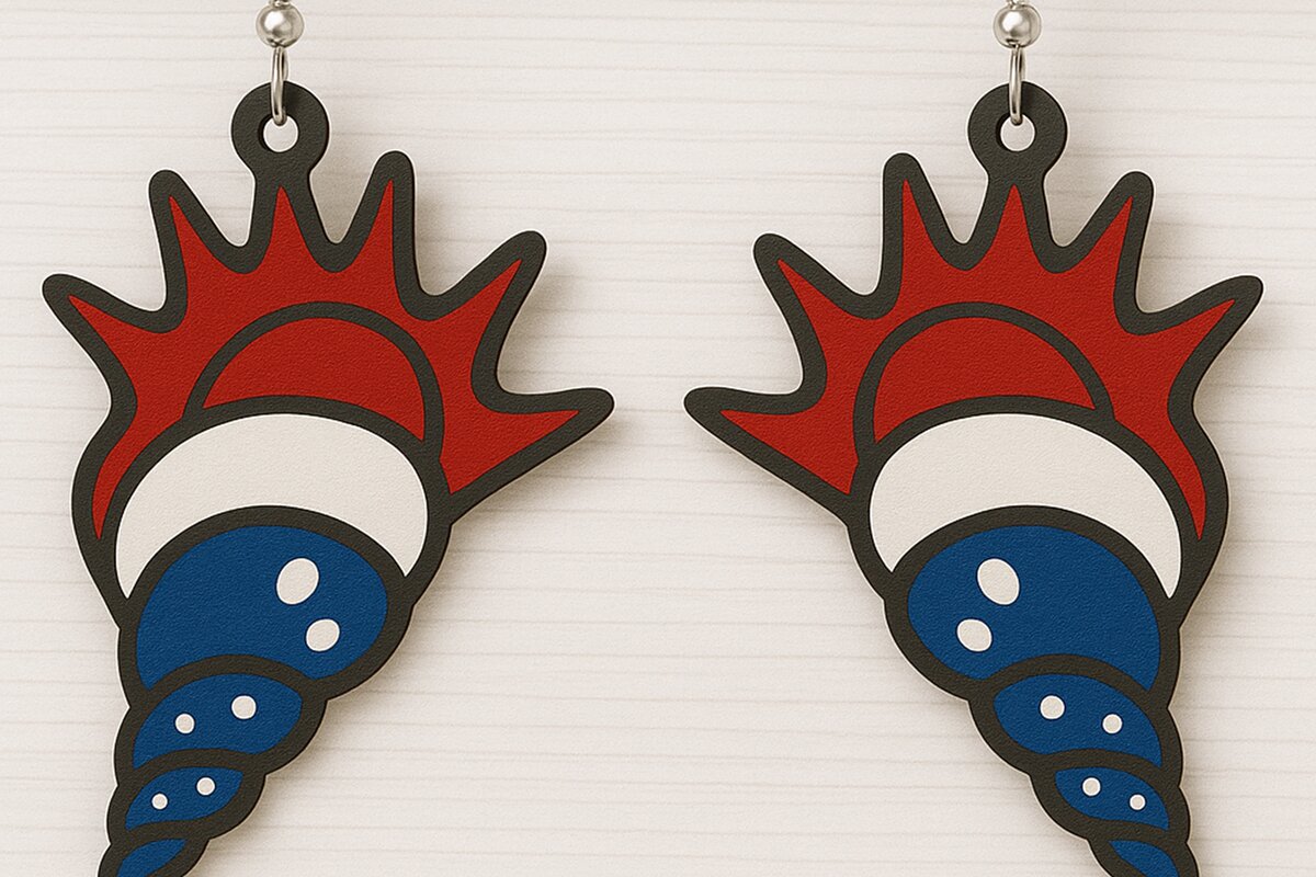 Σετ των 3 Intra απο ξύλο plywood 3mm-4mm πάχος – USA Flame Shell Σκουλαρίκια Δίασταση  5x5 cm INTRAFABR-123080615