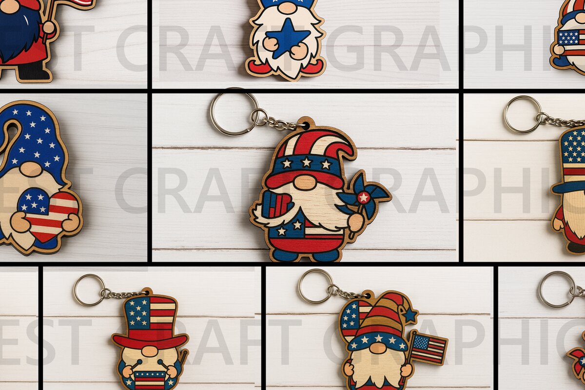 Σετ των 3 Intra απο ξύλο plywood 3mm-4mm πάχος – Πακέτο μπρελόκ Gnome USA Δίασταση  5x5 cm INTRAFABR-122937890