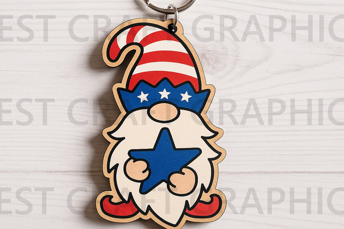 Σετ των 2 Intra απο ξύλο plywood 3mm-4mm πάχος – USA Gnome με Star Δίασταση  20x20 cm INTRAFABR-122937848