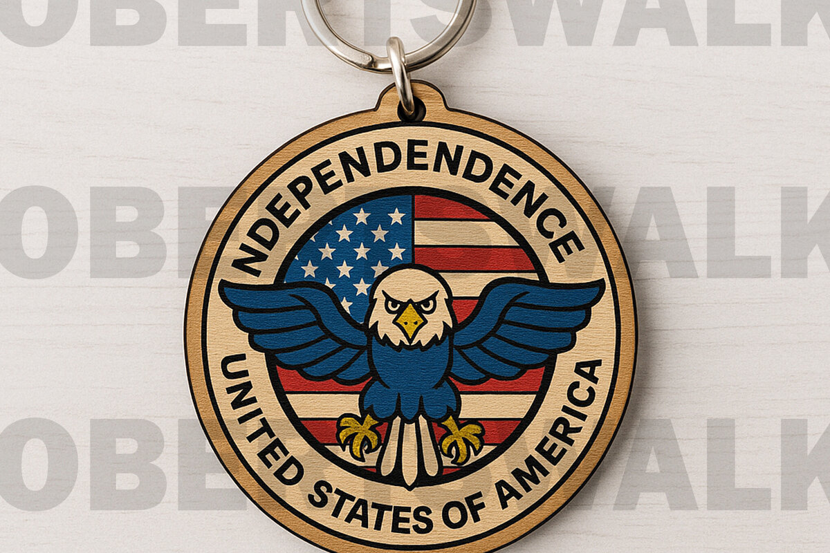 Σετ των 3 Intra απο ξύλο plywood 3mm-4mm πάχος – Μπρελόκ σήμα ανεξαρτησίας ΗΠΑ Δίασταση  5x5 cm INTRAFABR-122600897