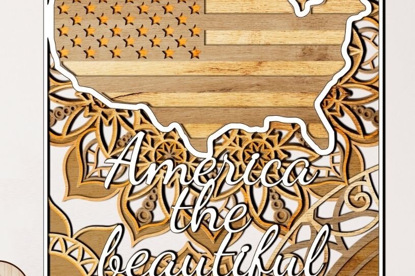 Σετ των 2 Intra απο ξύλο plywood 3mm-4mm πάχος – Χάρτης με στρώσεις ΗΠΑ Δίασταση  20x20 cm INTRAFABR-29999780