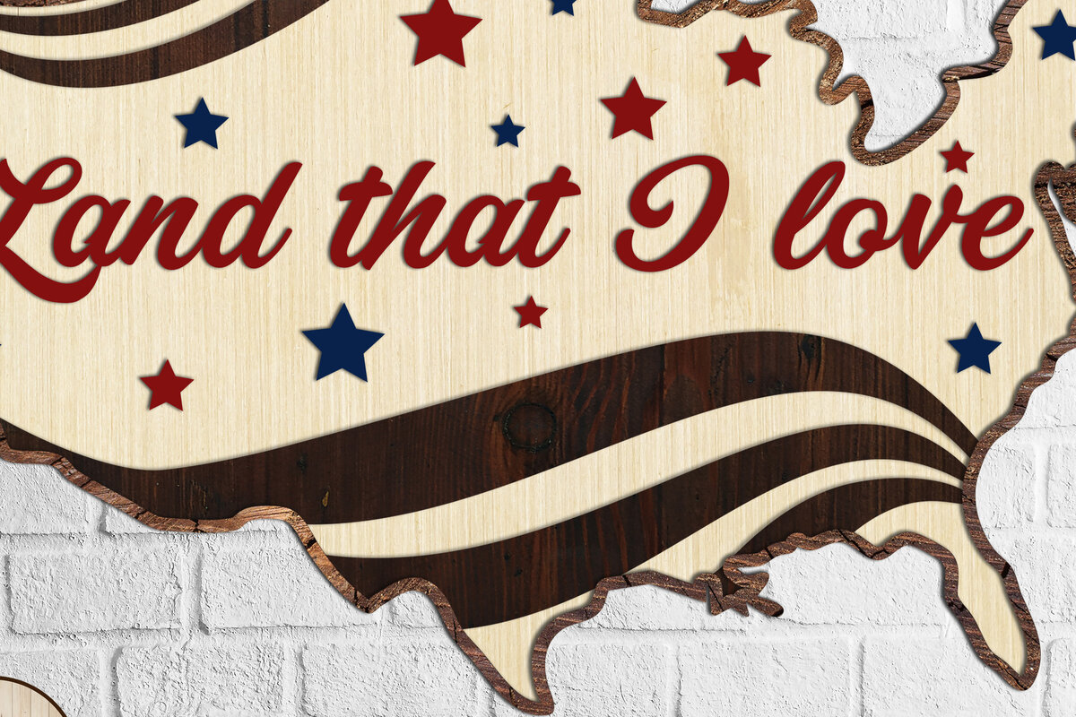 Σετ των 2 Intra απο ξύλο plywood 3mm-4mm πάχος – ΧΑΡΤΗΣ Η.Π.Α. 4 Ιουλίου Πολυστρωματικά Αποκομμένα Αρχεία Δίασταση  20x20 cm INTRAFABR-12429845