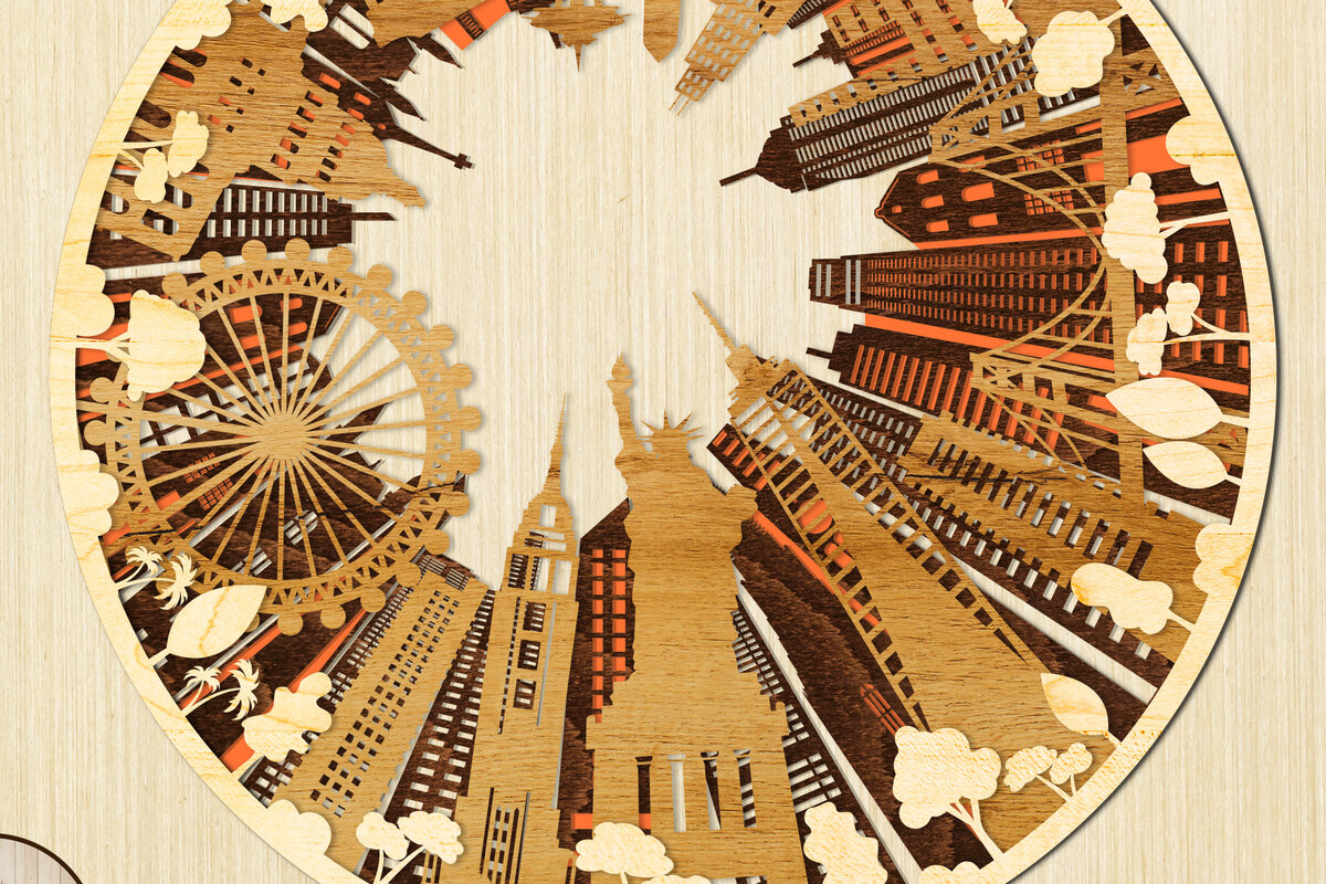 Σετ των 2 Intra απο ξύλο plywood 3mm-4mm πάχος – Αρχείο κοπής πολλαπλών επιπέδων λέιζερ ΗΠΑ για χειροτεχνία Δίασταση  20x20 cm INTRAFABR-19349535