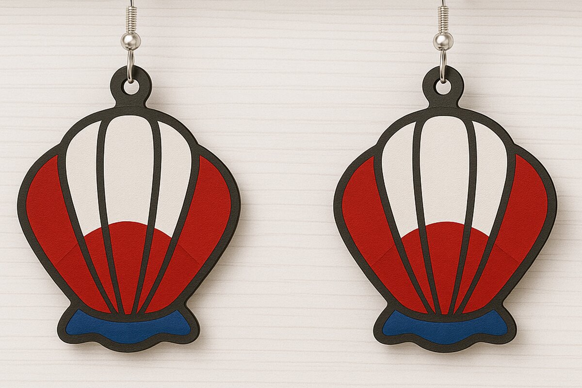 Σετ των 3 Intra απο ξύλο plywood 3mm-4mm πάχος – USA Shell Earrings Δίασταση  5x5 cm INTRAFABR-123080635