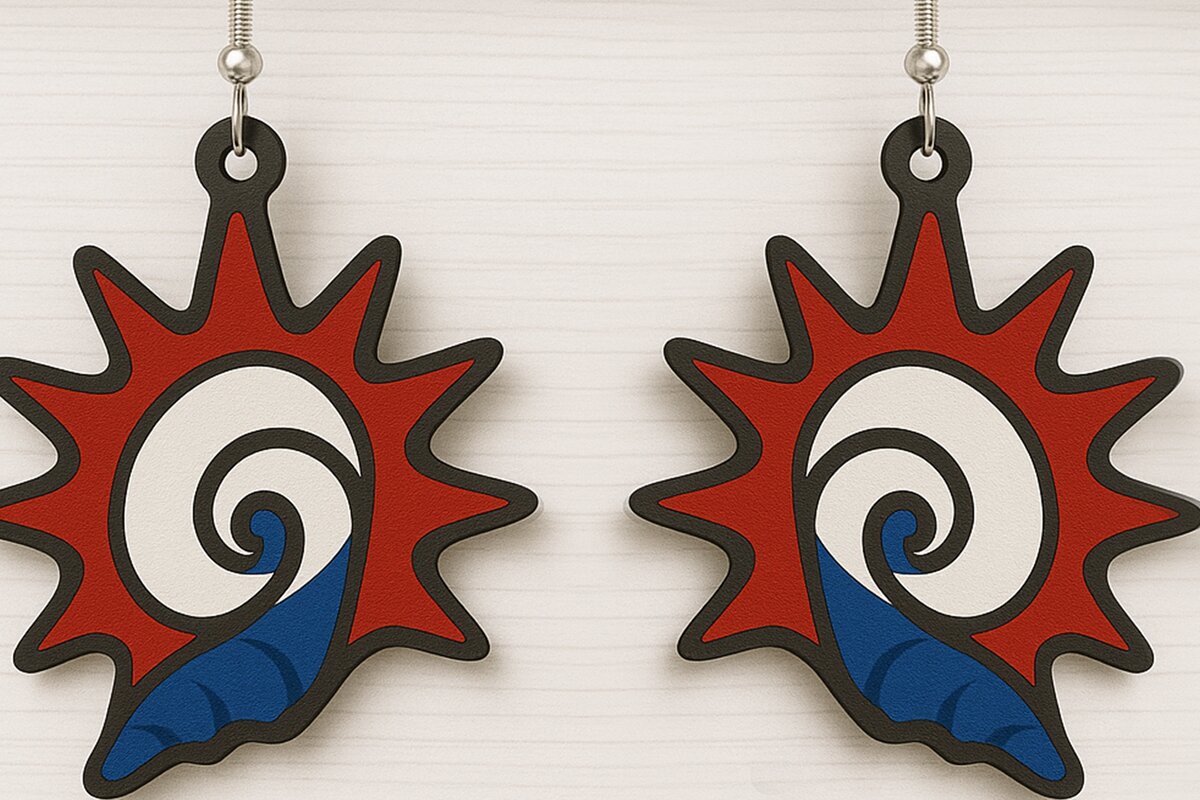 Σετ των 3 Intra απο ξύλο plywood 3mm-4mm πάχος – USA Spiral Star Earrings Δίασταση  5x5 cm INTRAFABR-123080629