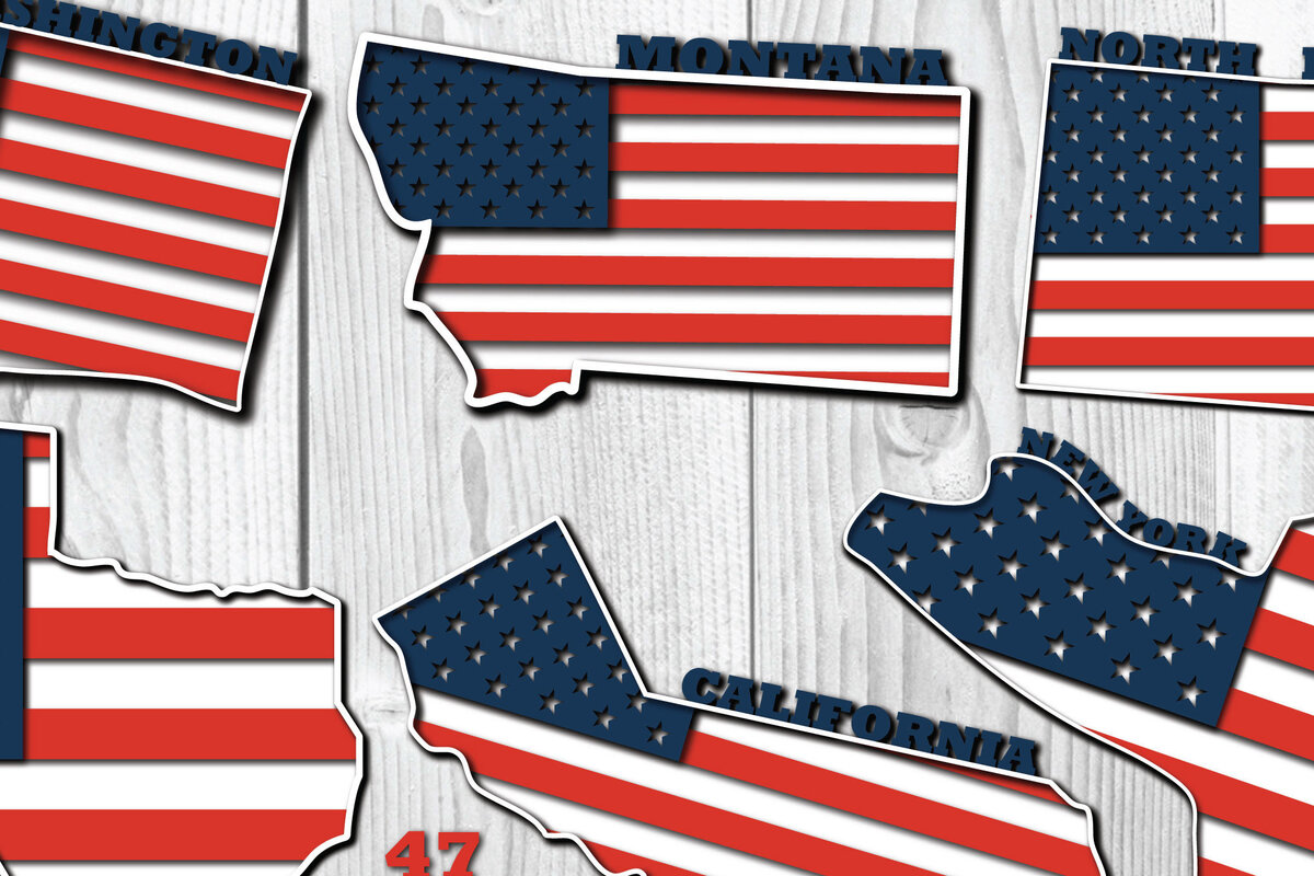 Σετ των 2 Intra απο ξύλο plywood 3mm-4mm πάχος – Πακέτο κοπής χαρτιού 3d Flag των ΗΠΑ Δίασταση  20x20 cm INTRAFABR-65552158